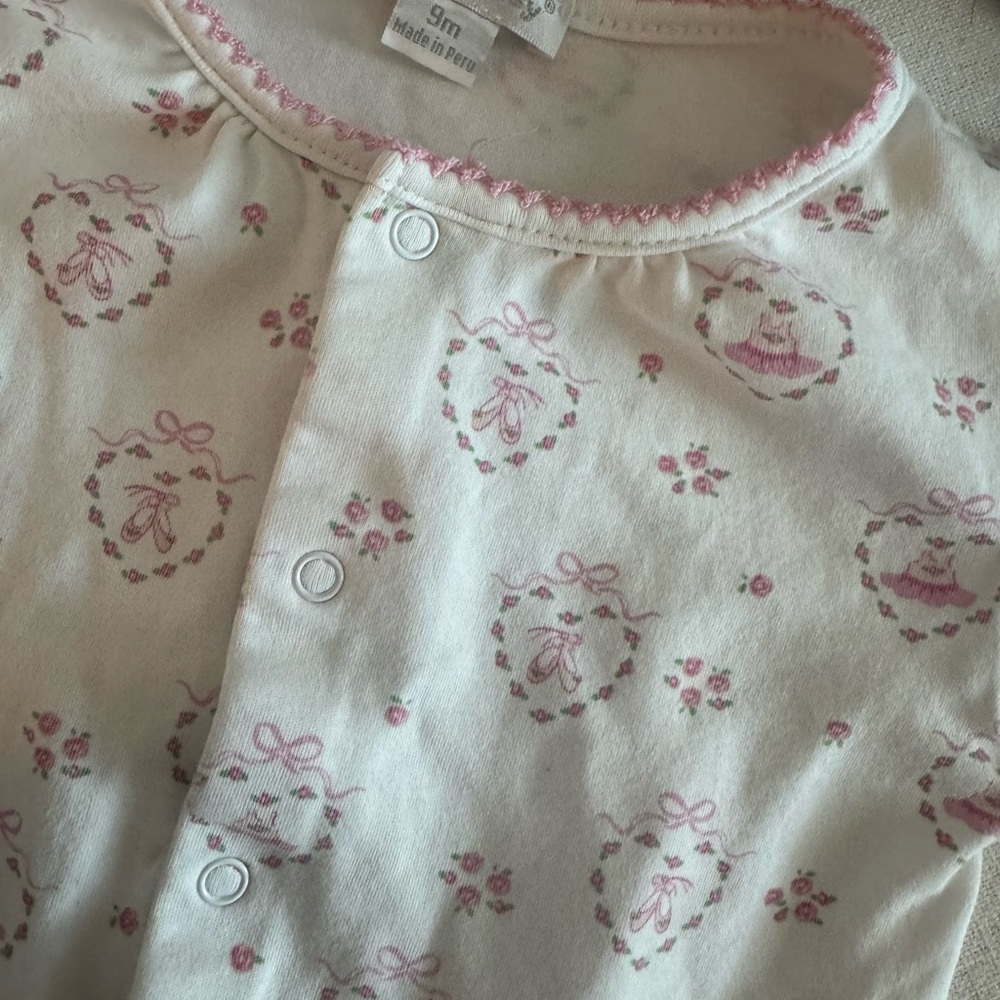 Kissy Kissy Pink Ballet & Rose Baby Girl Pajamas, 9 Months